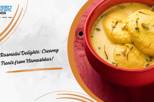 Graphic Saying: Rasmalai Delights - Creamy Treats from Namashkar!